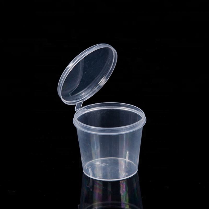 Container de tazas de salsa de plástico transparente desechable con tapa
