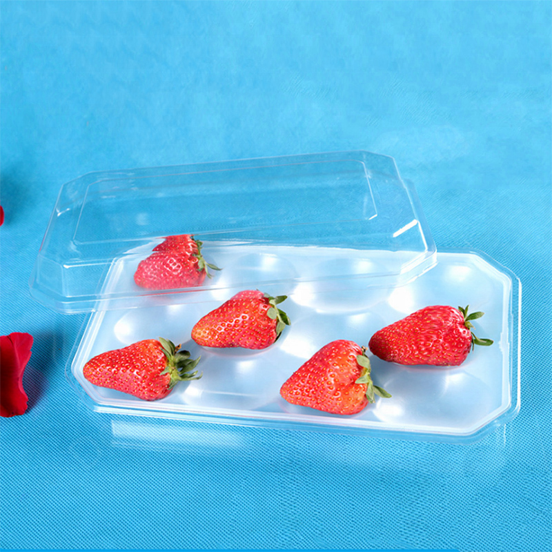 Caja de contenedor de envasado de bandeja de plástico transparente de plástico transparente al por mayor con tapa