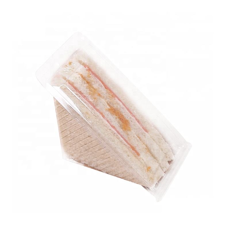 Embalaje de caja de triángulo transparente de plástico al por mayor de la etiqueta personalizada personalizable Beautiful Sandwich y el logotipo de Cake Clust \\\\ \'s logotipo, PLA
